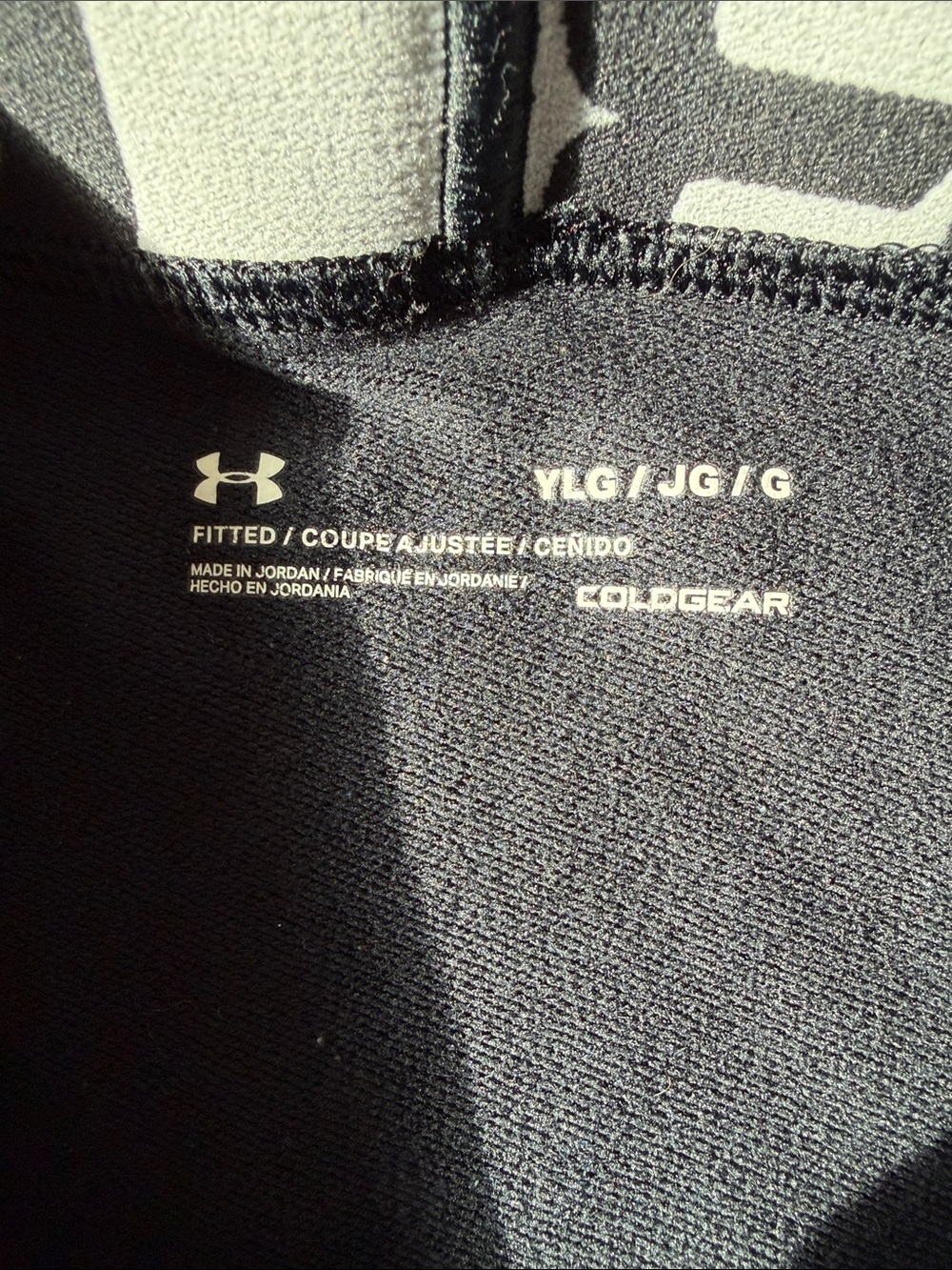 Under Armour Black Kids' Compression Leggings with Light Blue Logo Waistband - Picture 2 of 4